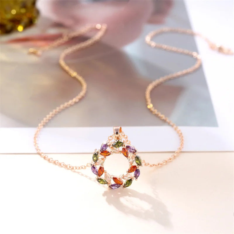 Necklace with Glowing Rainbow Pendant