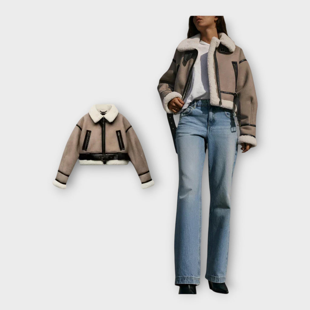 Leelo | Leather Jacket with Lining and Belt