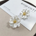 Chic White Acrylic Button Earrings