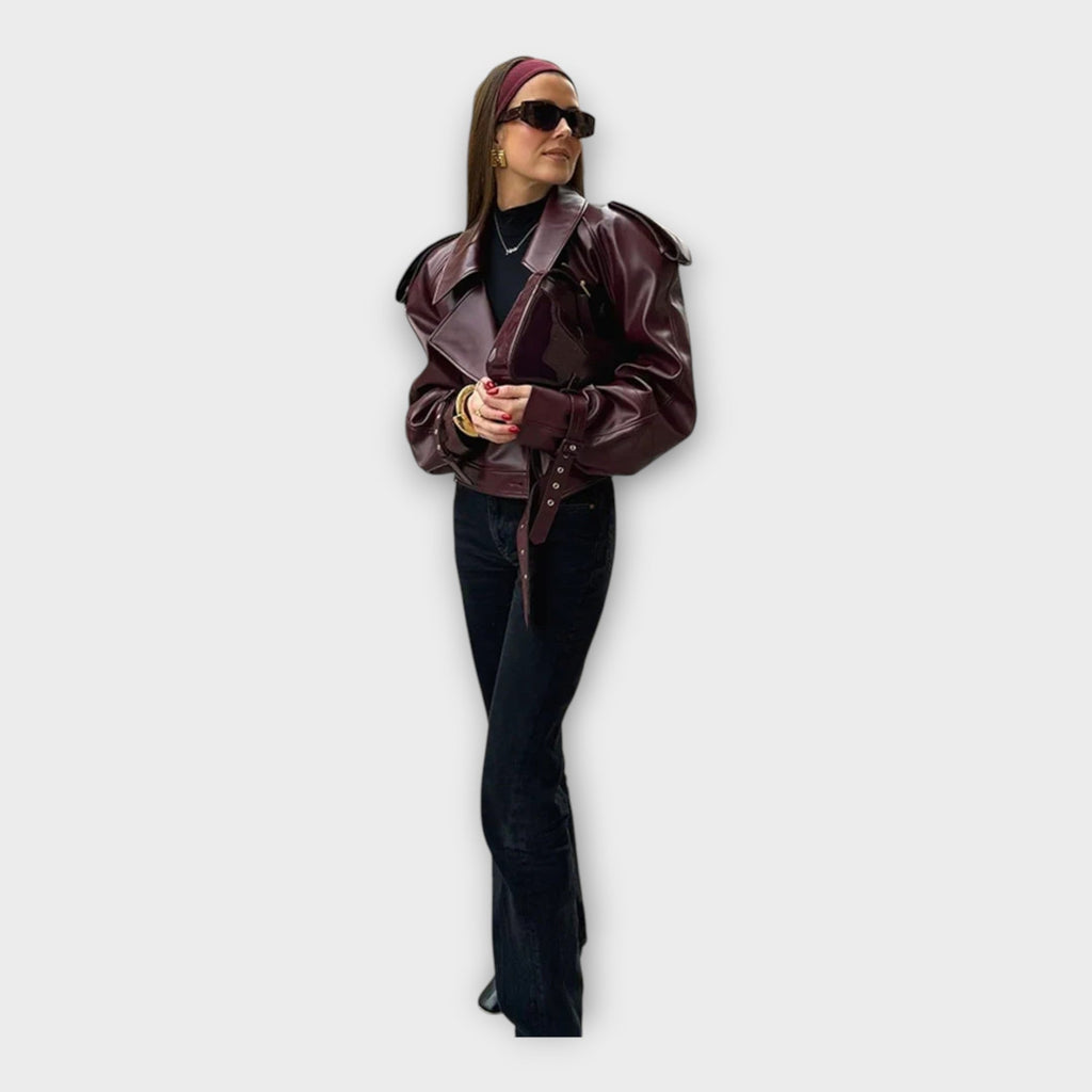 Elina | Leather Jacket with Stylish Details