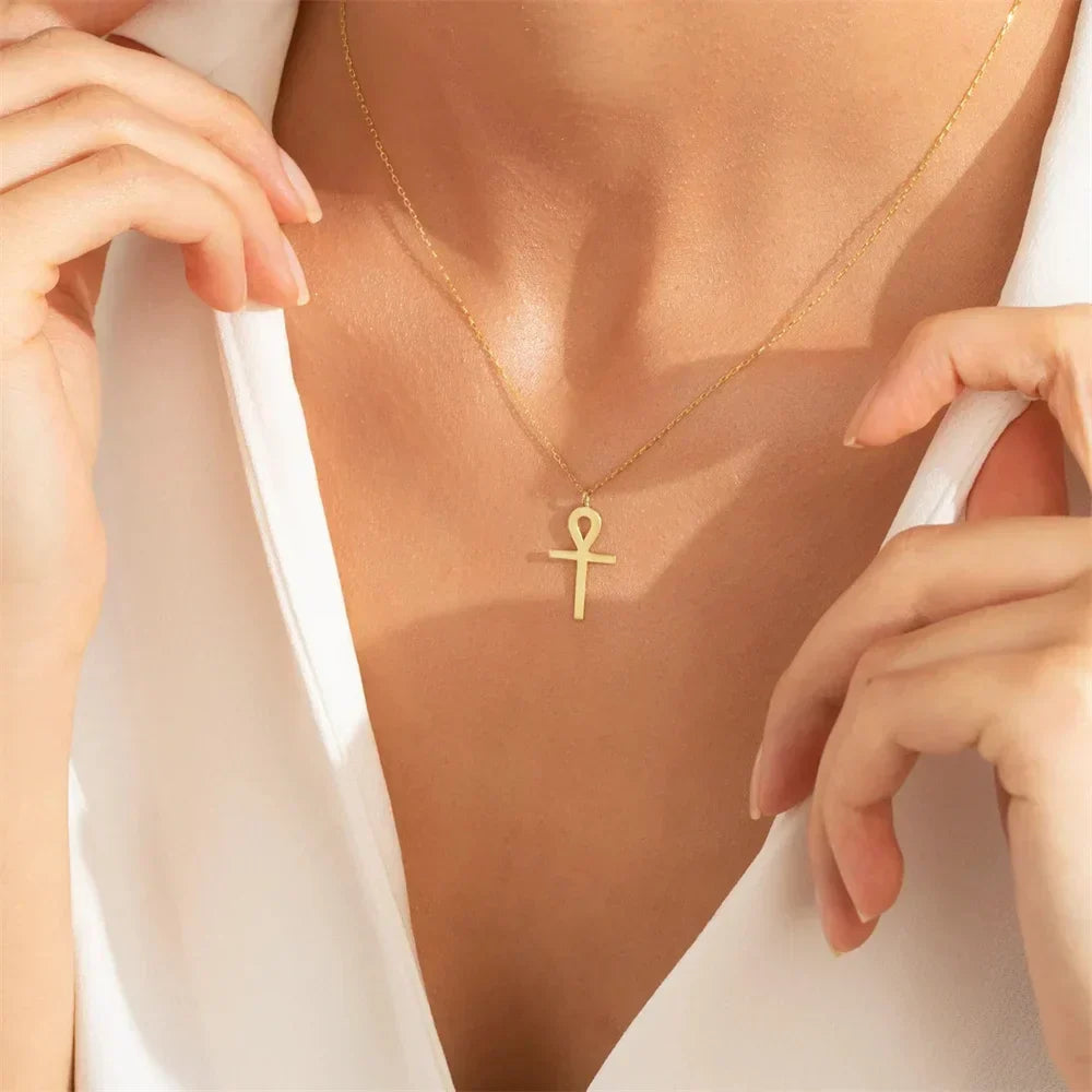 Gold Ankh Pendant Necklace