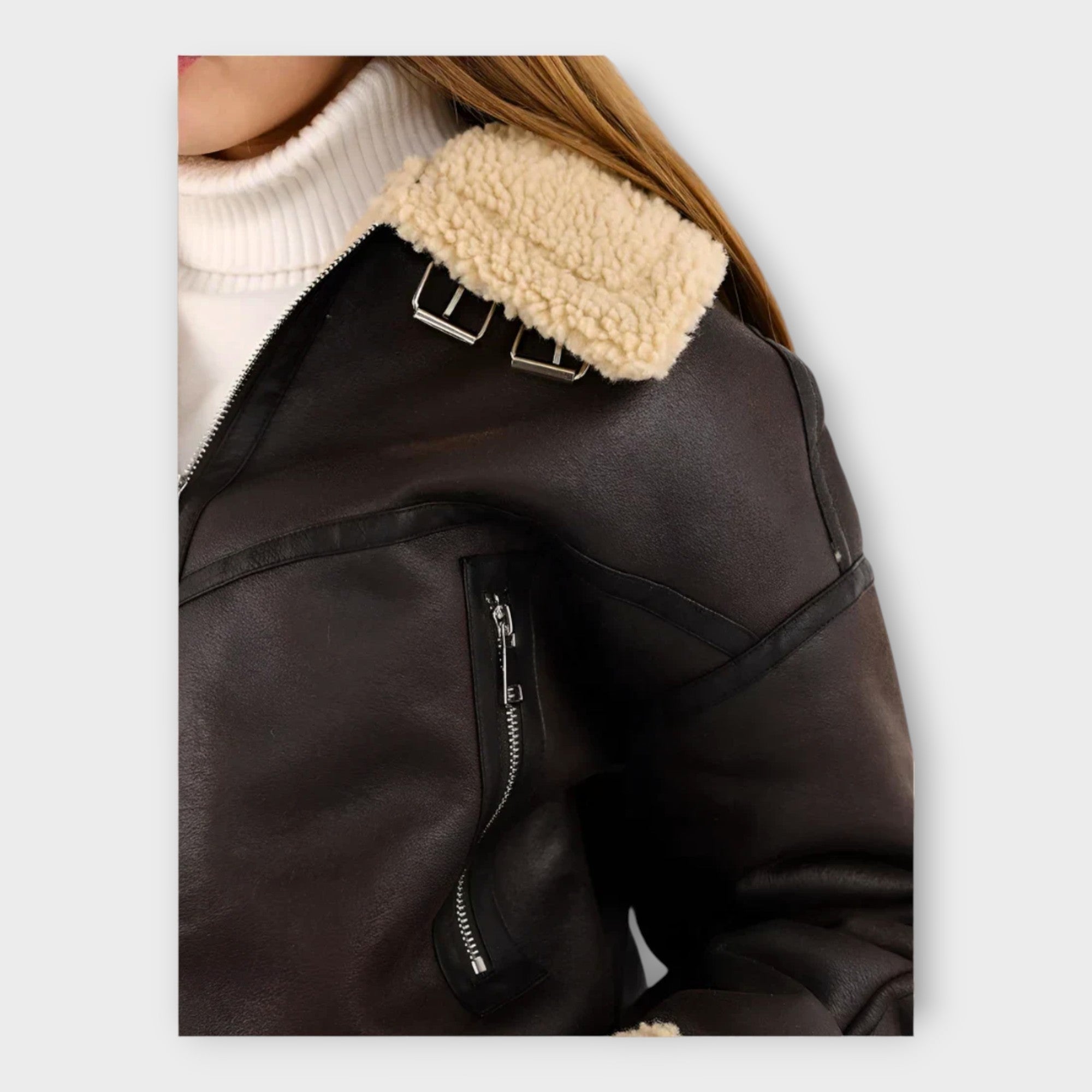 Tuuli | Modern Leather Jacket with Belt and Zip