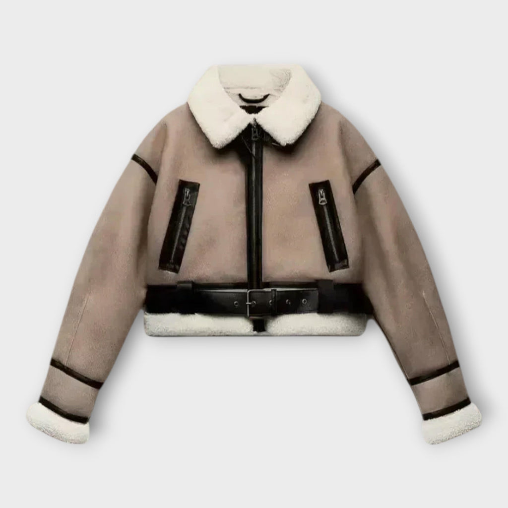 Leelo | Leather Jacket with Lining and Belt