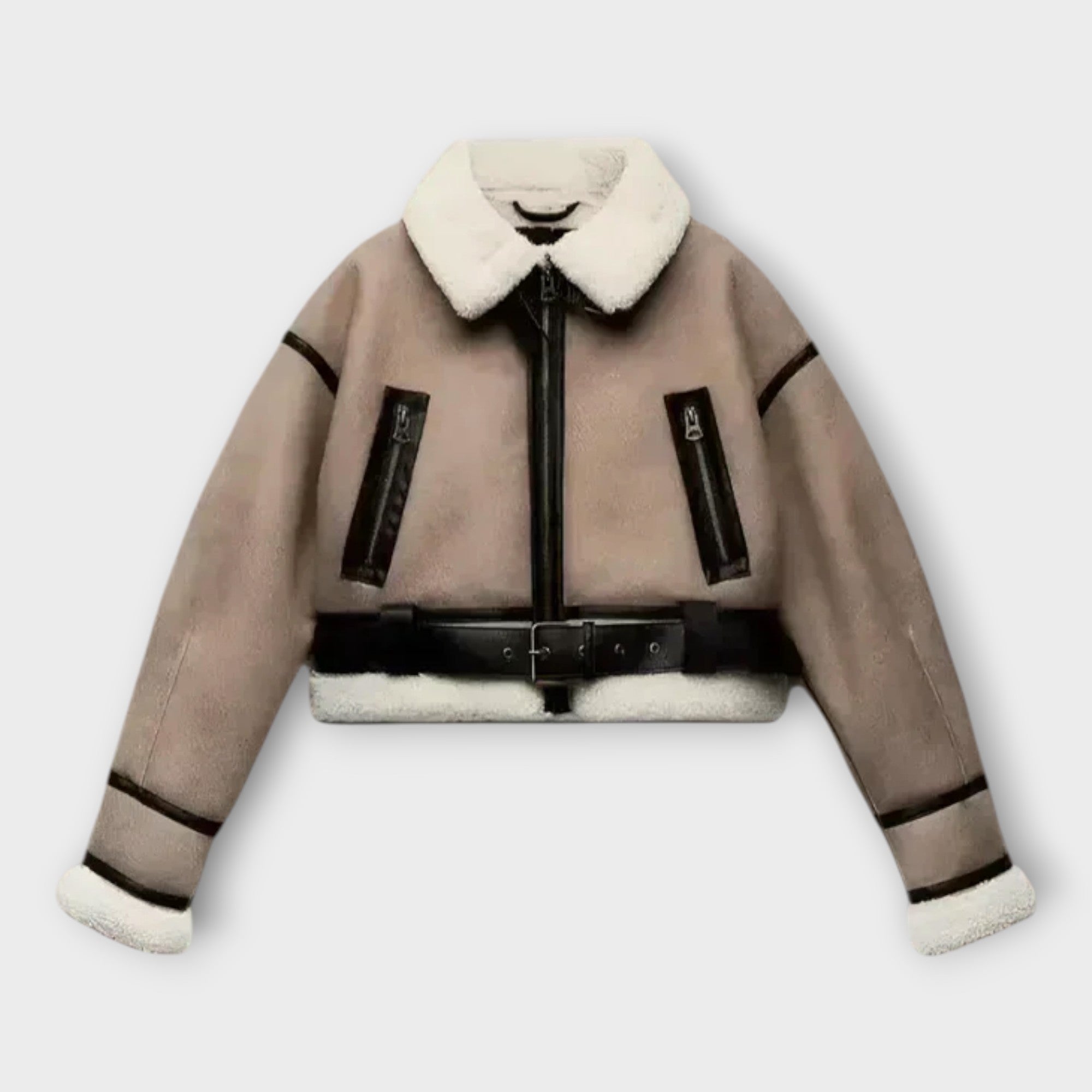 Leelo | Leather Jacket with Lining and Belt