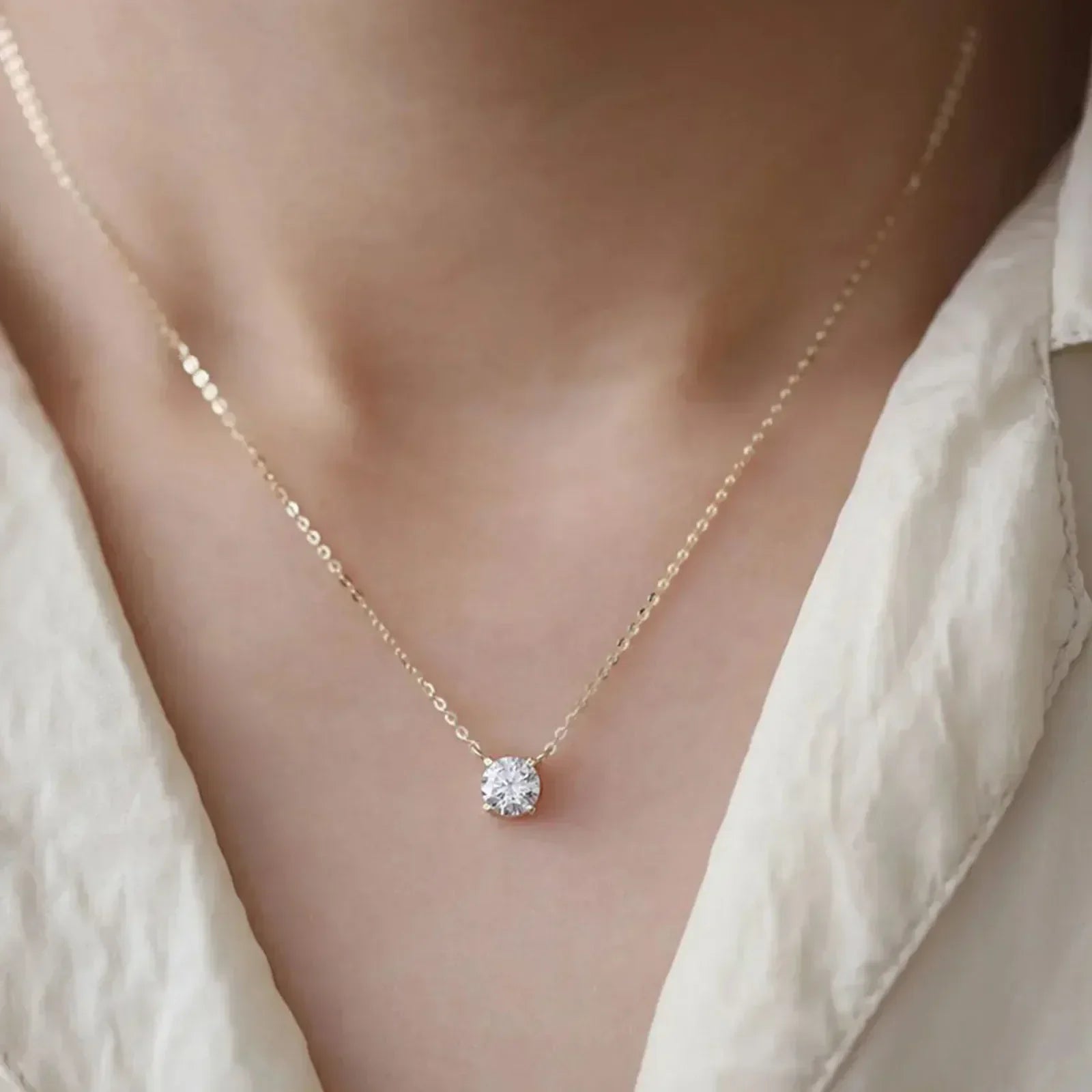 Gold-Plated Necklace with Zircons