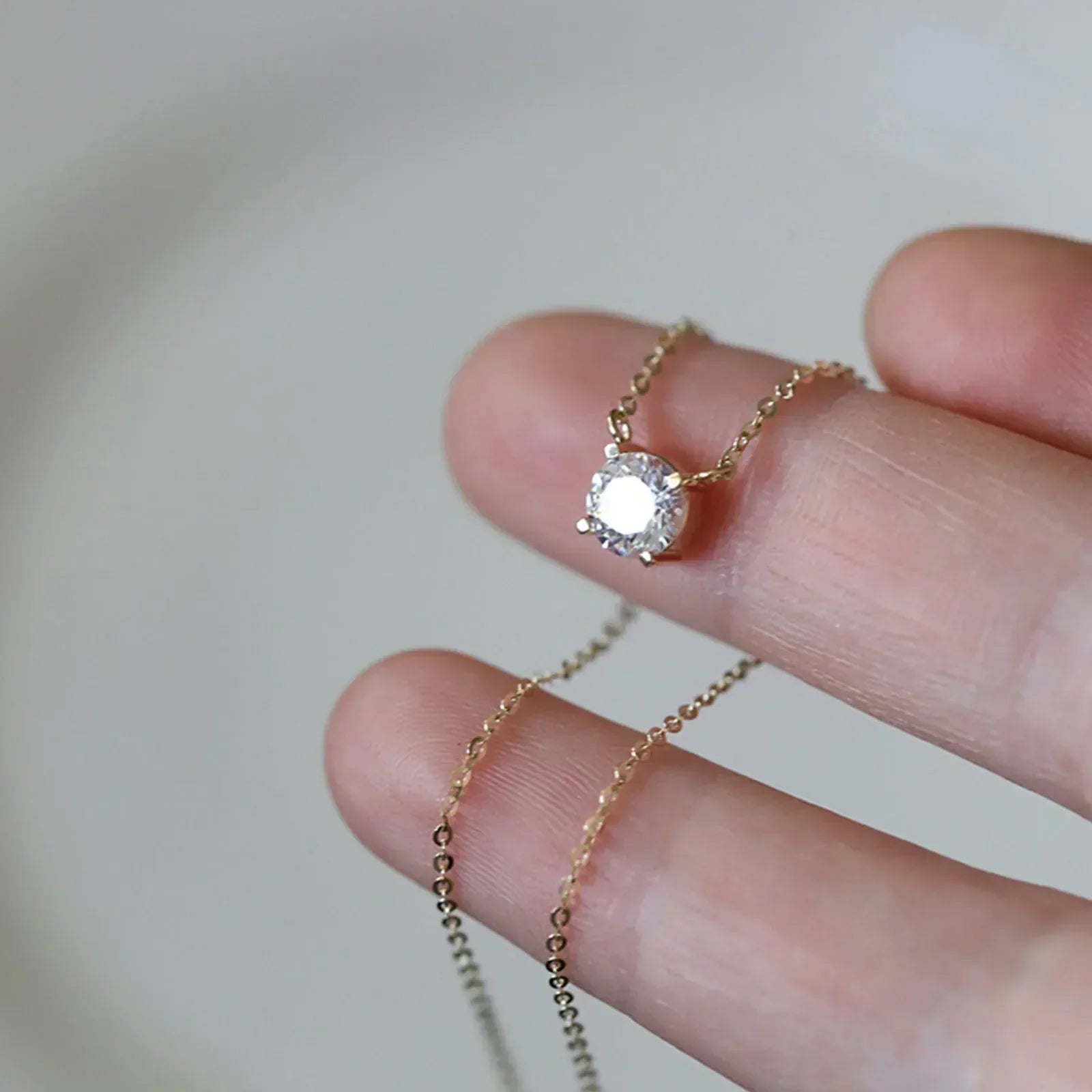 Gold-Plated Necklace with Zircons