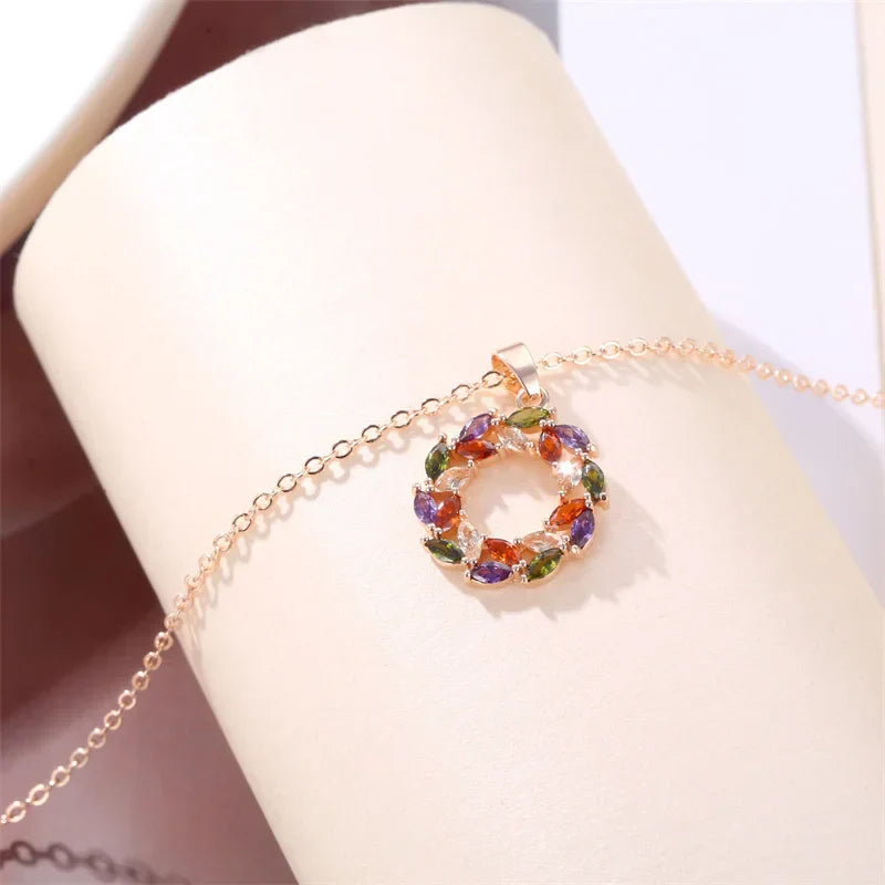 Necklace with Glowing Rainbow Pendant