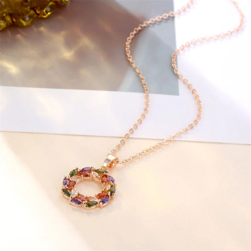 Necklace with Glowing Rainbow Pendant