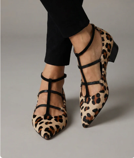 Bridget | Leopard Print Strap Ballet Heels