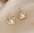 Vintage Drop Earrings with Cross and Triangle Shaped Pearl