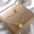 Peach Opal Heart Bracelet Gold Plated