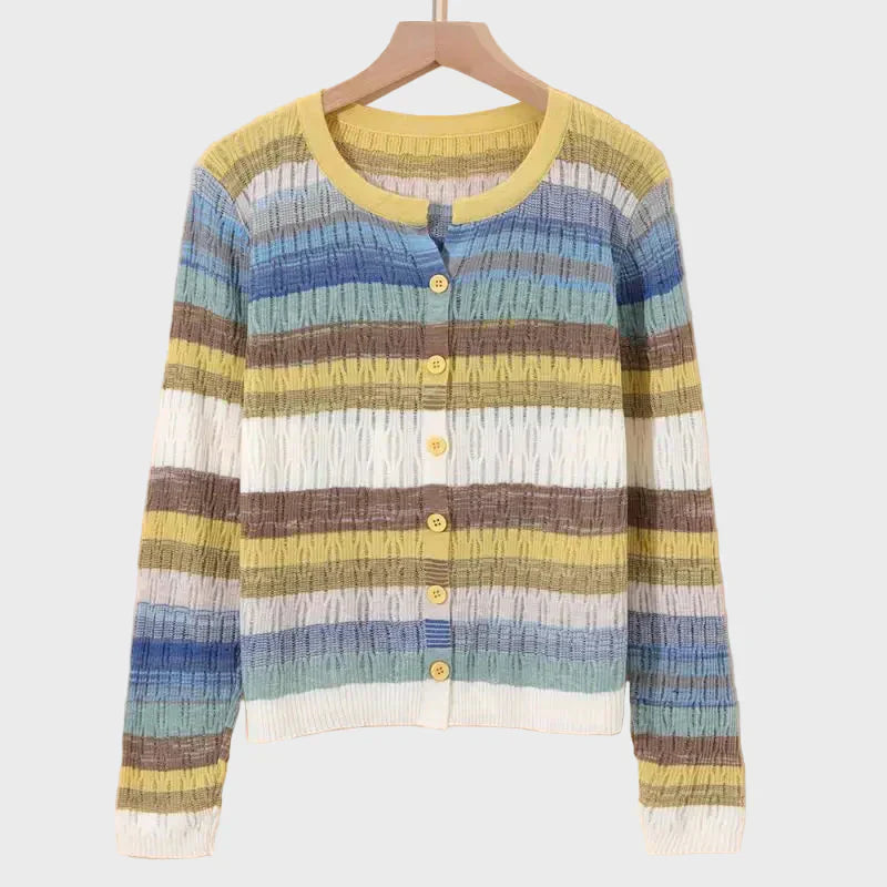 Birgit | Knitted cardigan with a retro striped pattern