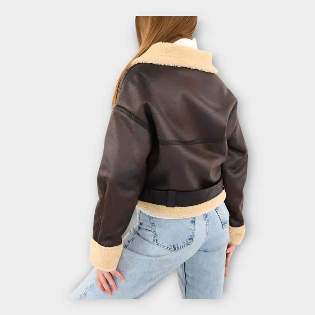 Helin | Stylish leather jacket with lining and belt