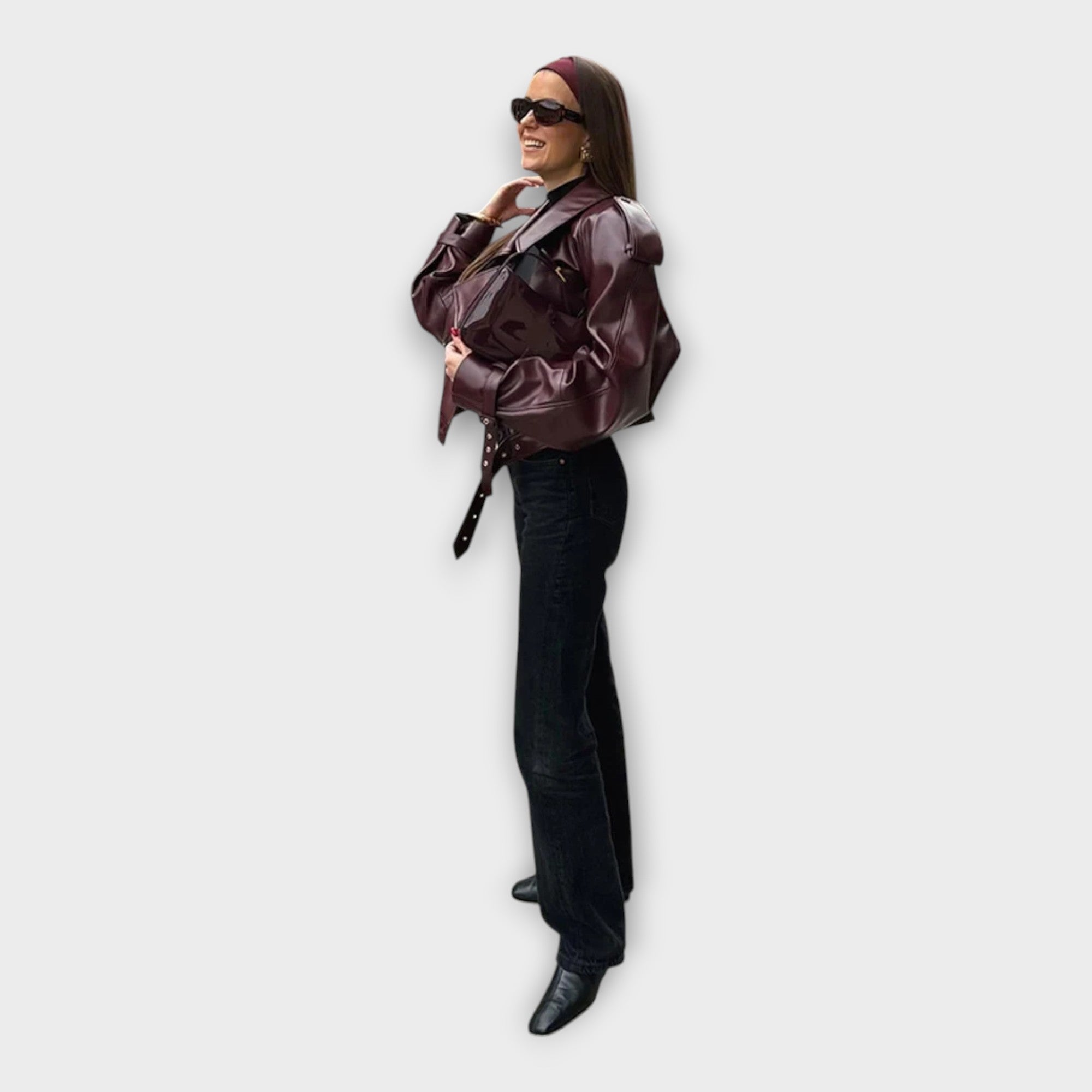Elina | Leather Jacket with Stylish Details