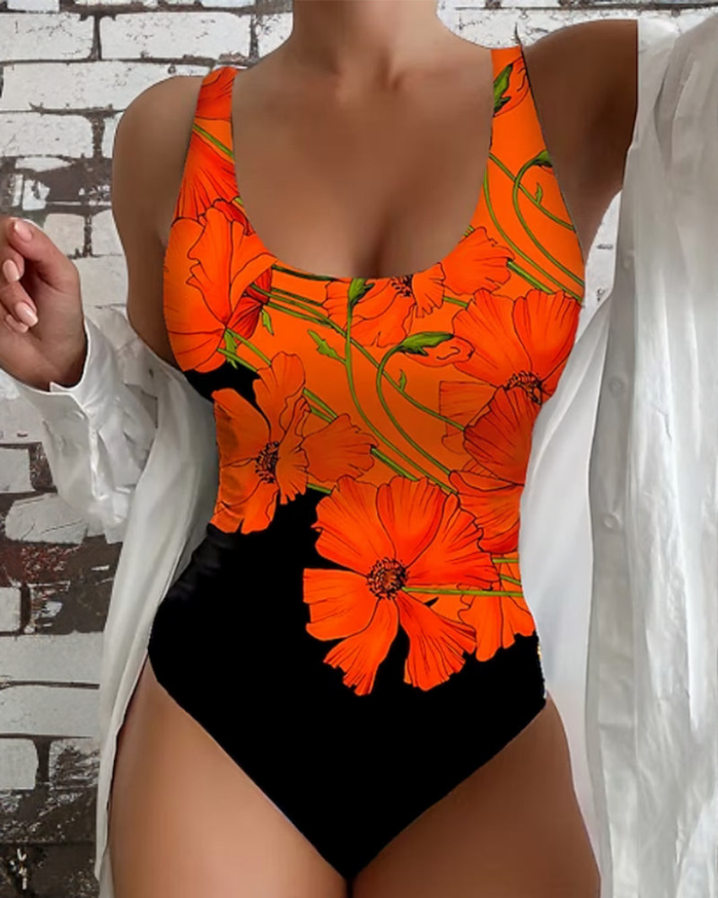 Elena™ | Elegant floral print one-piece swimsuit