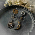 Drop Earrings with Sun and Moon Pendant