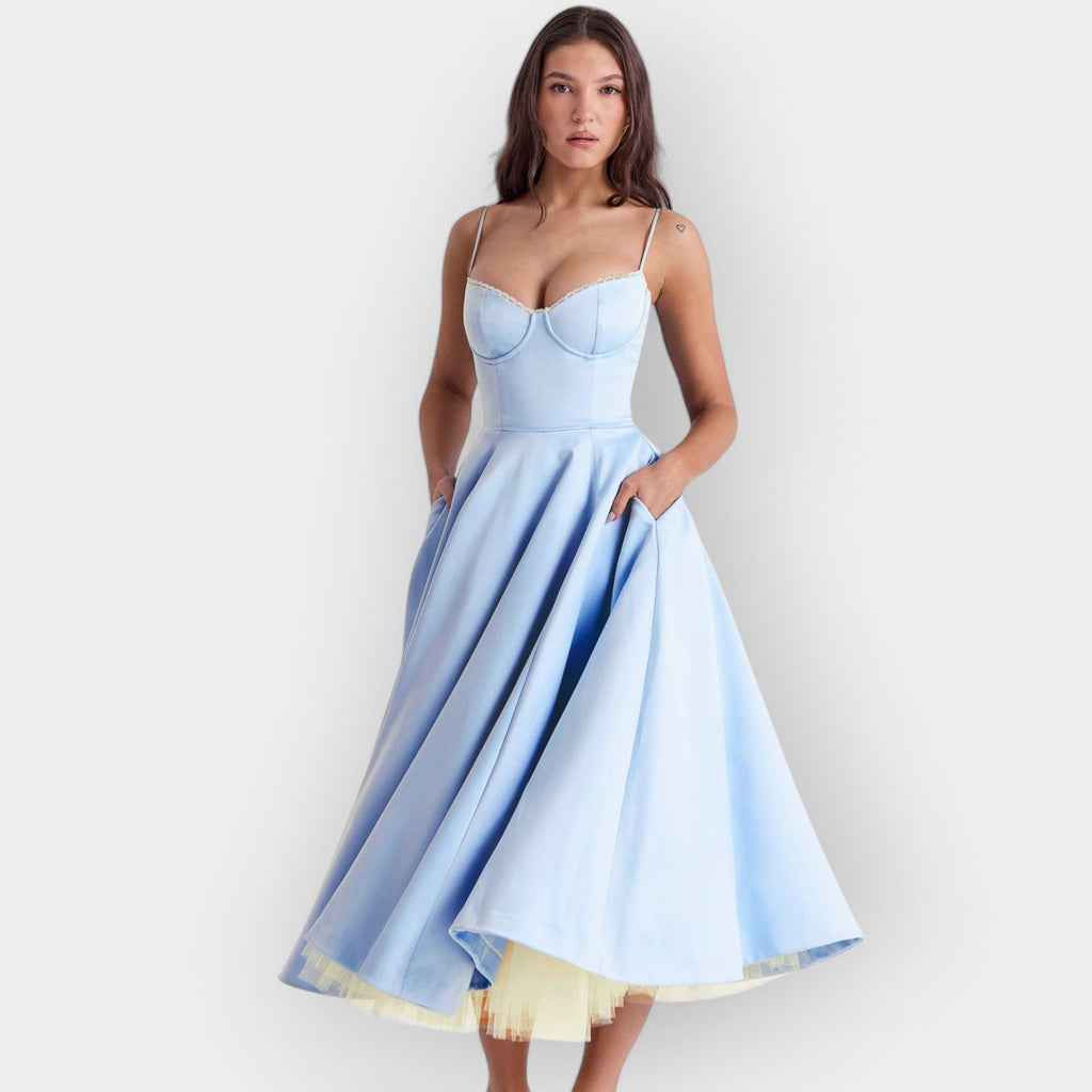 Olivia | Elegant Midi Dress with a Subtle Line