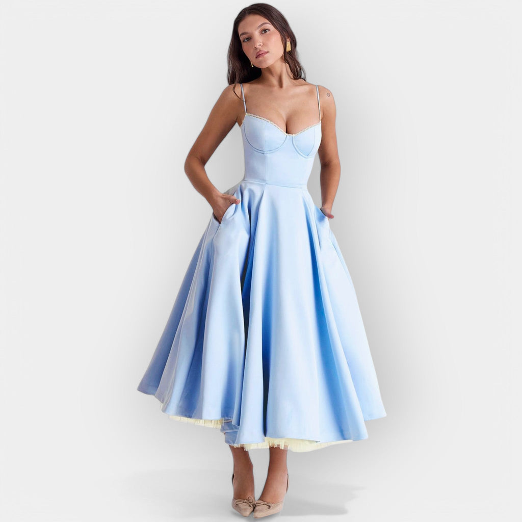 Olivia | Elegant Midi Dress with a Subtle Line