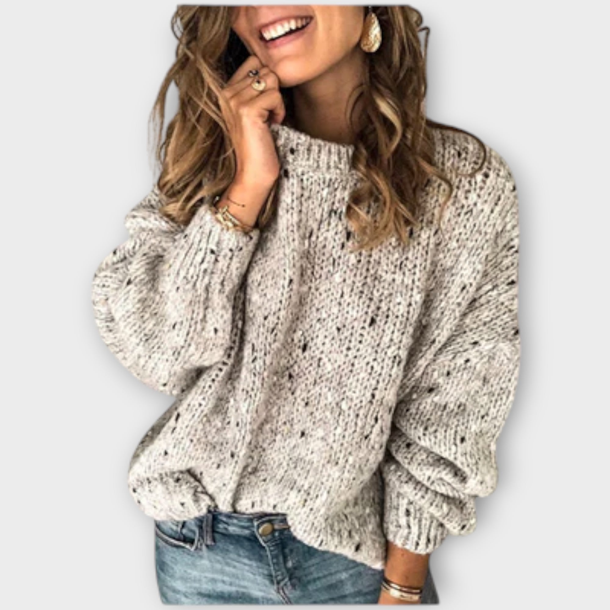 Eileen | Cozy Retro Silver Knitted Hat