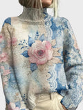 Ulvi | Elegant Knitted High Neck Jumper with Lace