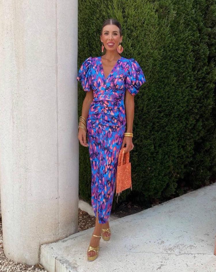 Noor | Midi Dress with Puff Sleeves
