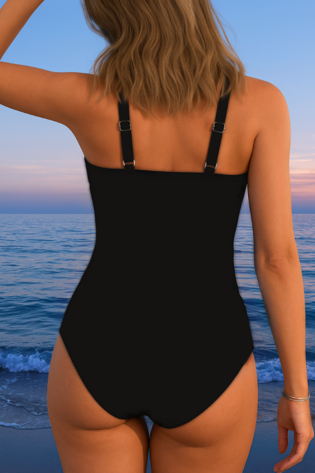Mercedes™ | Luxury swimsuit with crossover neckline and multicoloured print