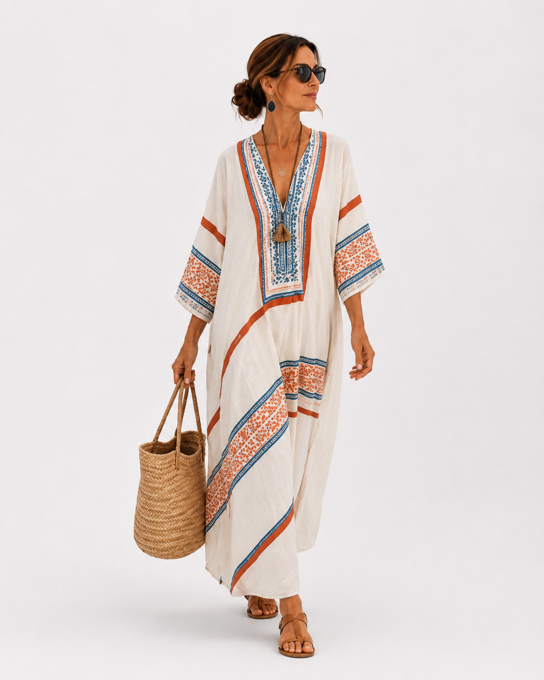 Amira Ethnic White Caftan