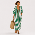 Zoe Green Striped Kaftan