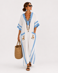 White Caftan with Blue Stripes