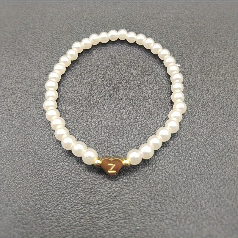 Chic Bracelet with Heart Initial (A–Z)