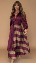 Mila | Striped Long Dress with Lace