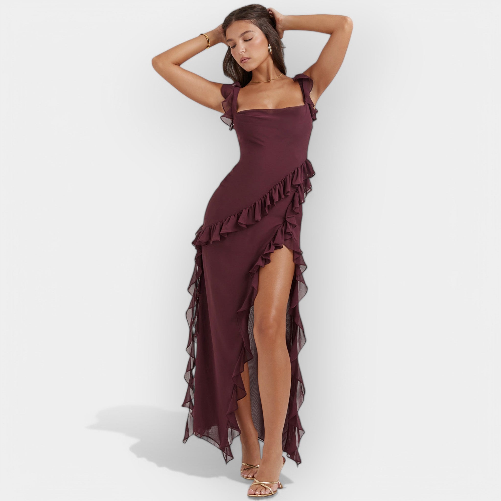 Celeste | Dress with Split and Ruffles