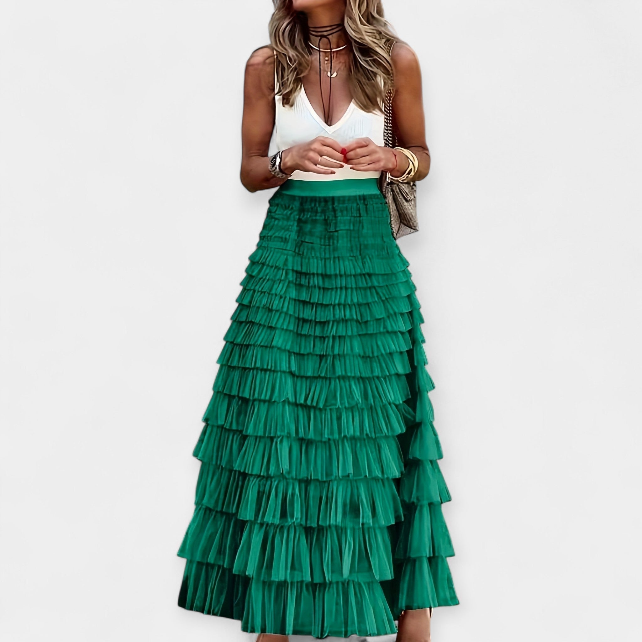 Nina | Boho Skirt with Mesh Trim