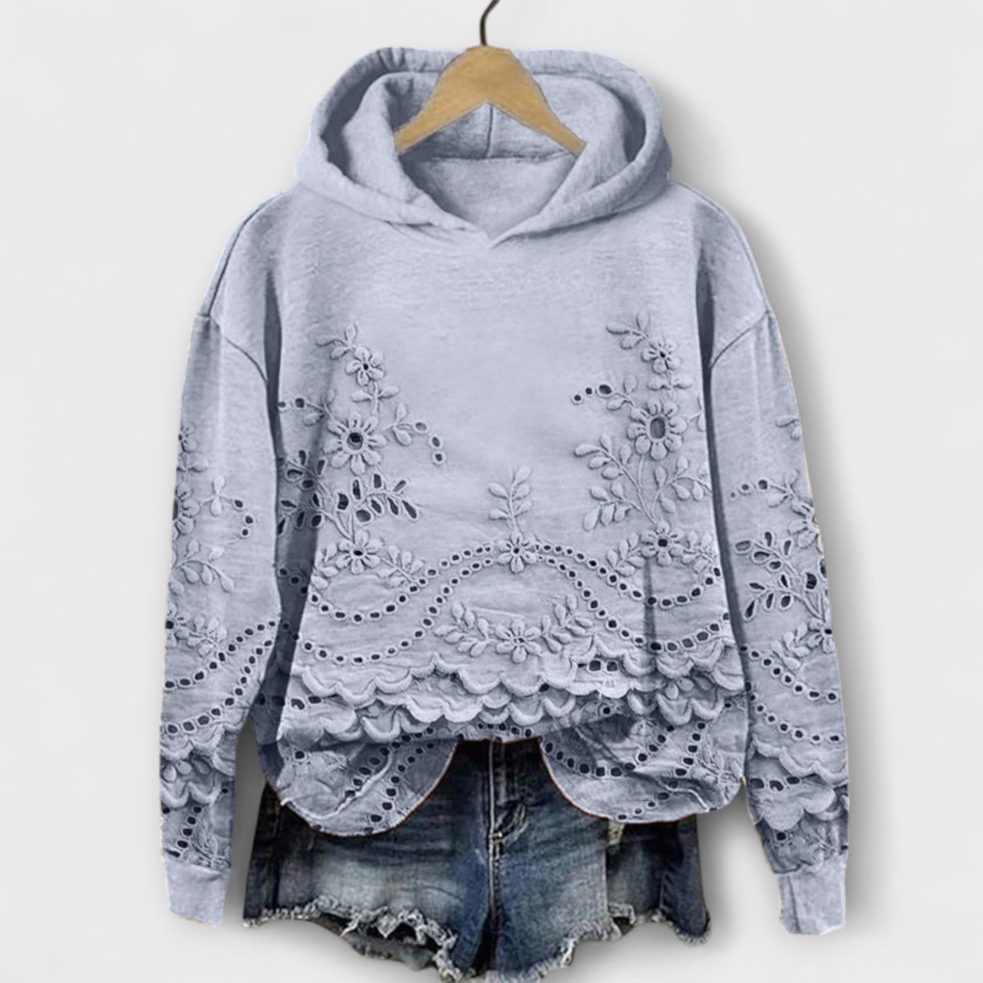 Oilme | Elegant Hoodie Sweatshirt with Lace Details