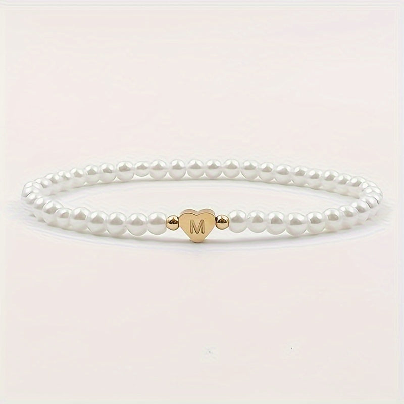 Chic Bracelet with Heart Initial (A–Z)