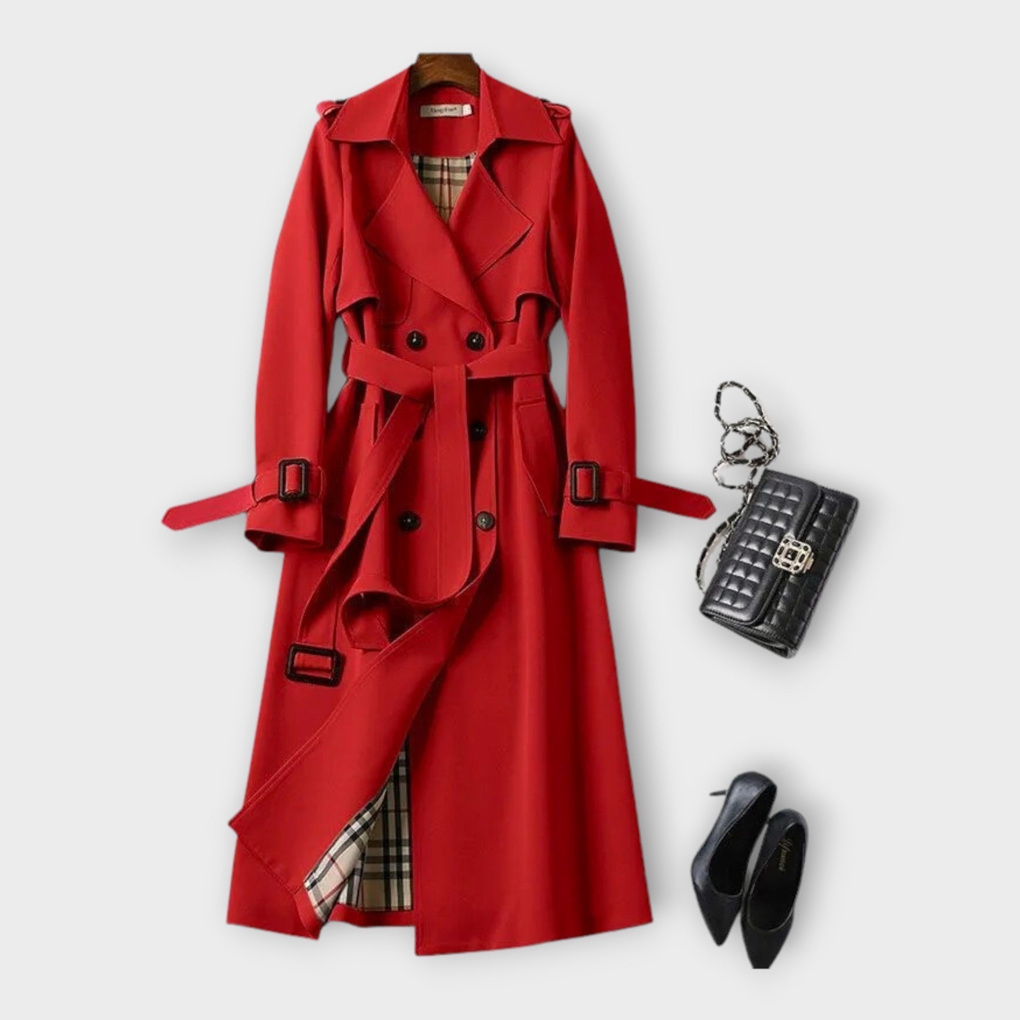 Merike | Classic Long Trench Coat with Belt