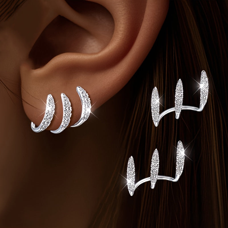 Elegant Earrings with Three Claw Set Rhinestones