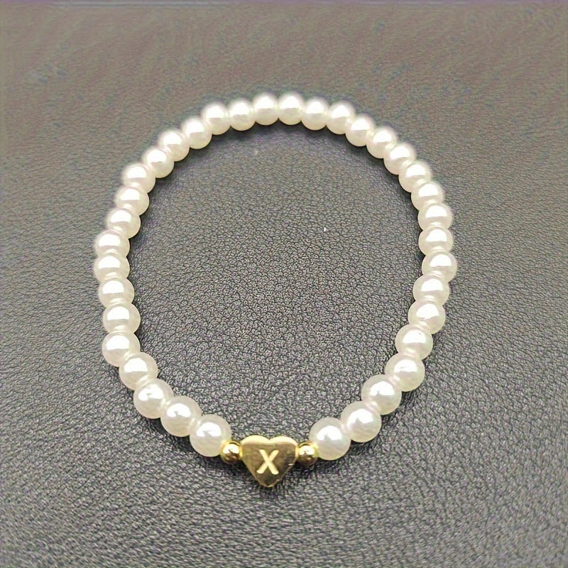 Chic Bracelet with Heart Initial (A–Z)