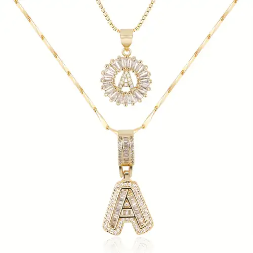 Initial Pendant Necklace Set in Moissanite
