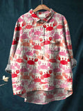 Lucie | Women's Summer Loose-Fit Shirt with Crab Pattern