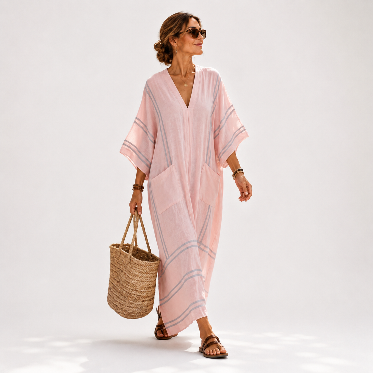 Soraya Pink Striped Kaftan