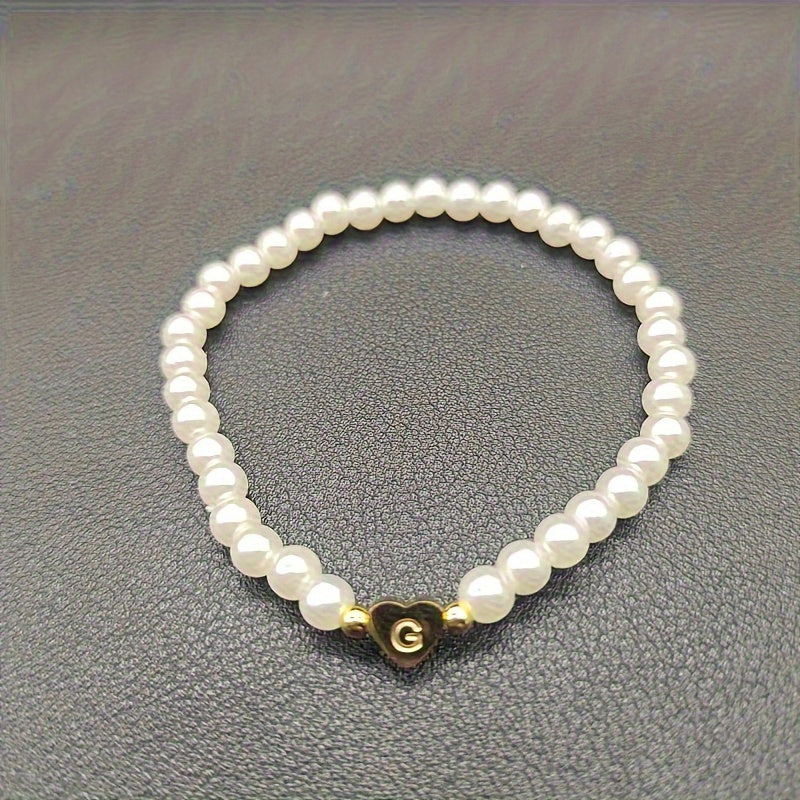 Chic Bracelet with Heart Initial (A–Z)