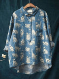 Marlowe | Women's Minimalist Cat Print Everyday Shirt