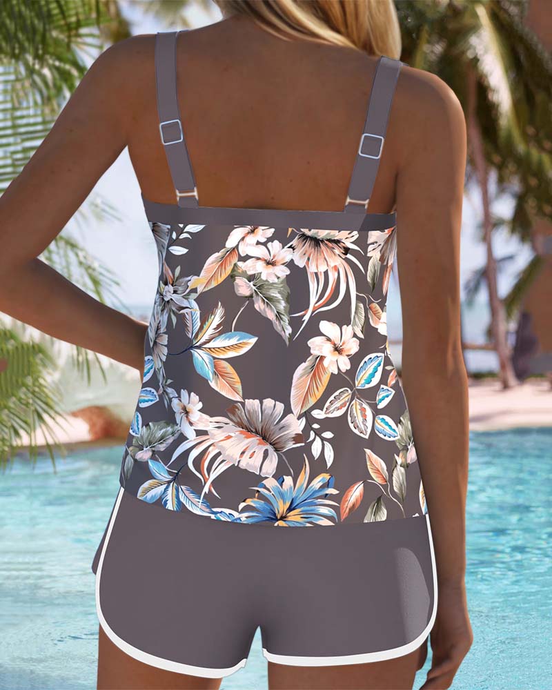 Imke | Printed U-Neck Sleeveless Tankini