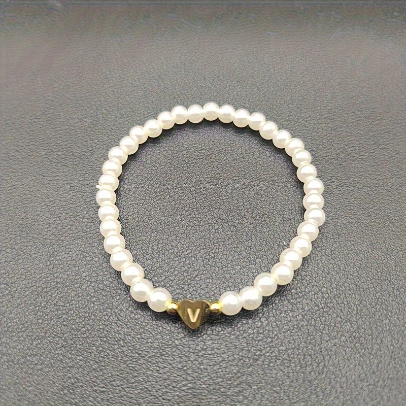 Chic Bracelet with Heart Initial (A–Z)