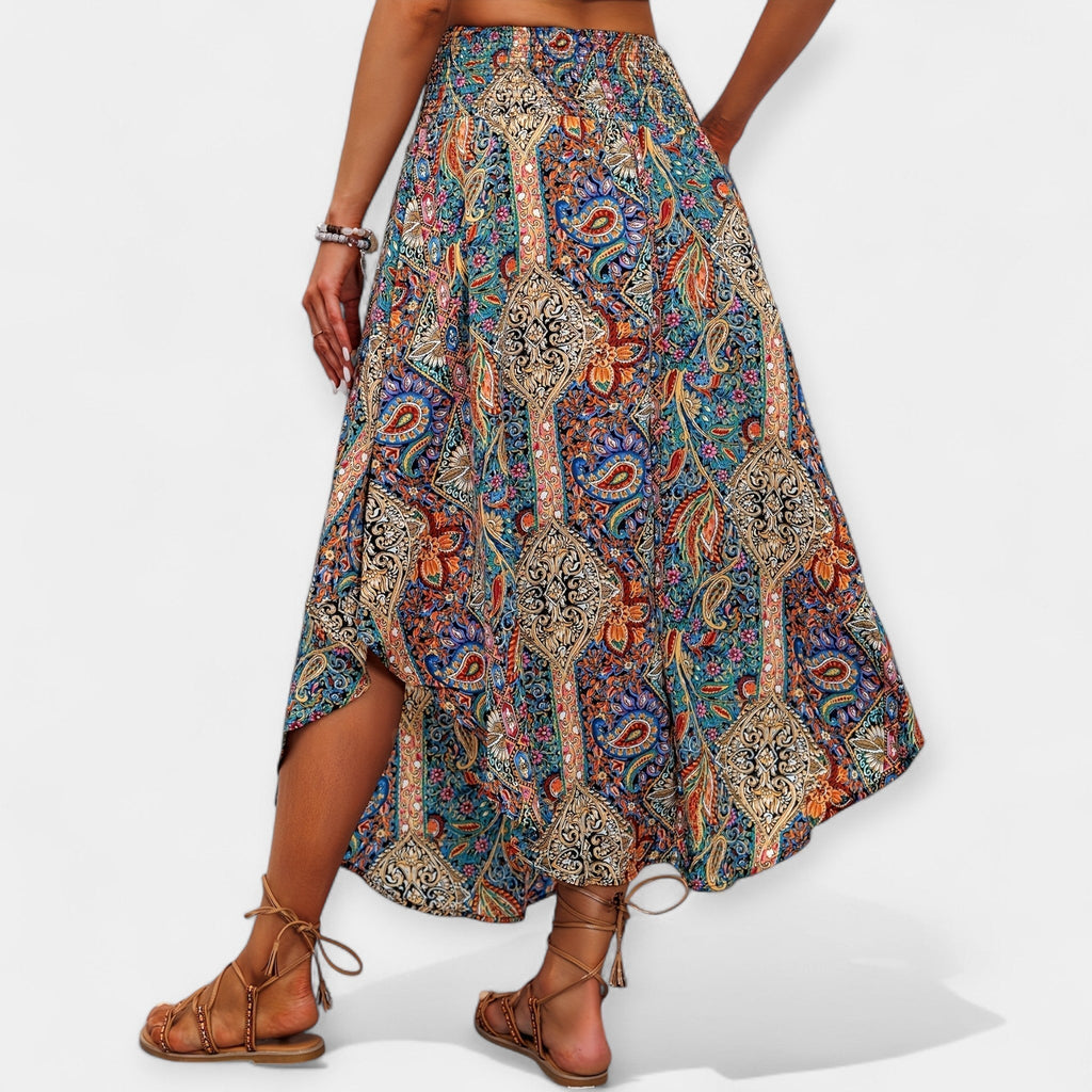 Huda | Floral Midi Skirt with High Waist