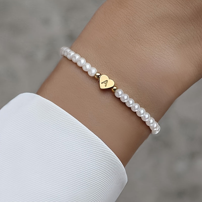 Chic Bracelet with Heart Initial (A–Z)