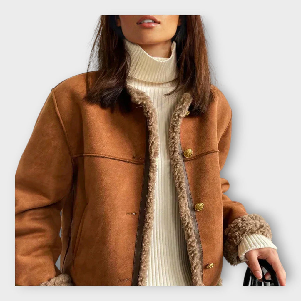 Aili | Elegant Leather Coat with Warm Lining and Timeless Style