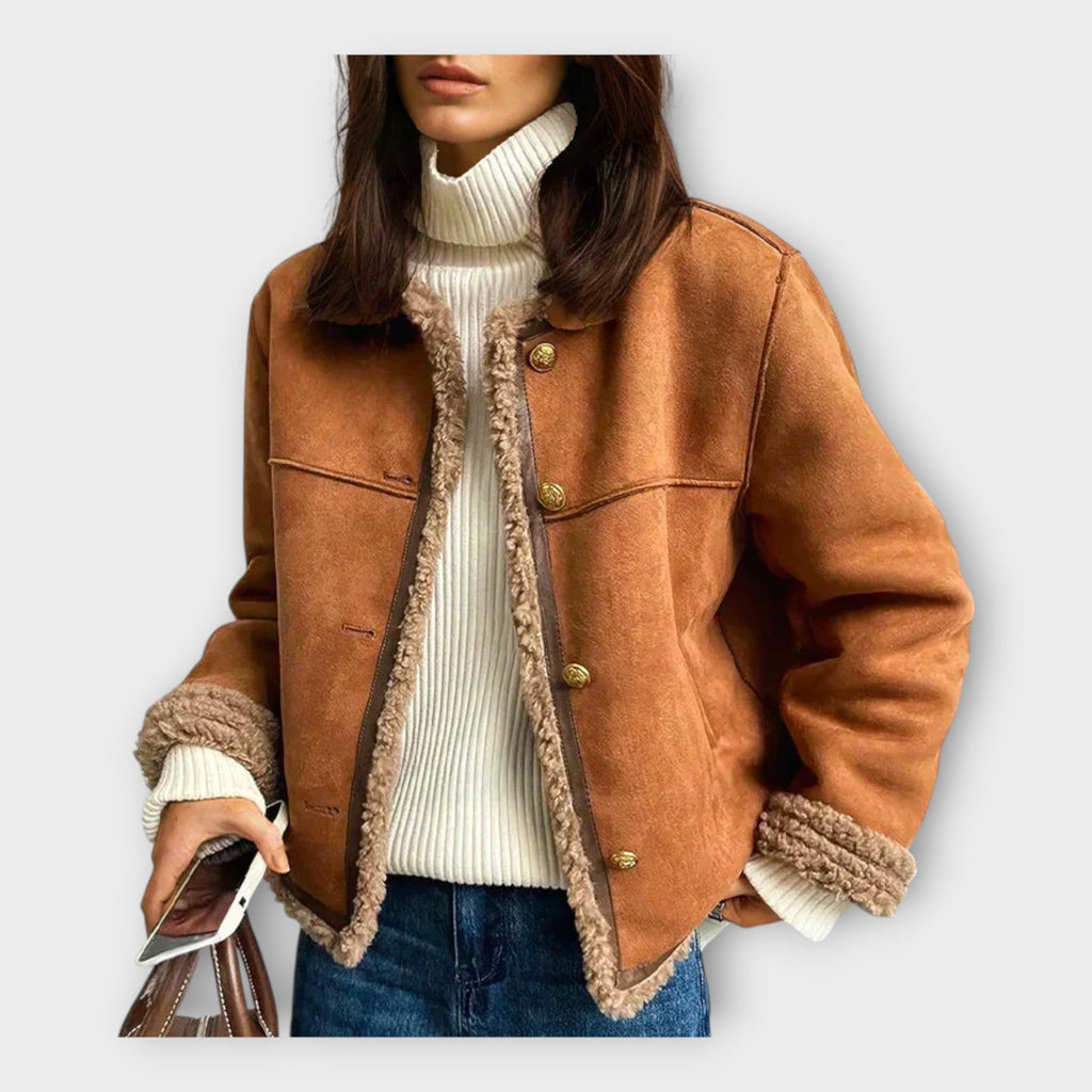 Aili | Elegant Leather Coat with Warm Lining and Timeless Style