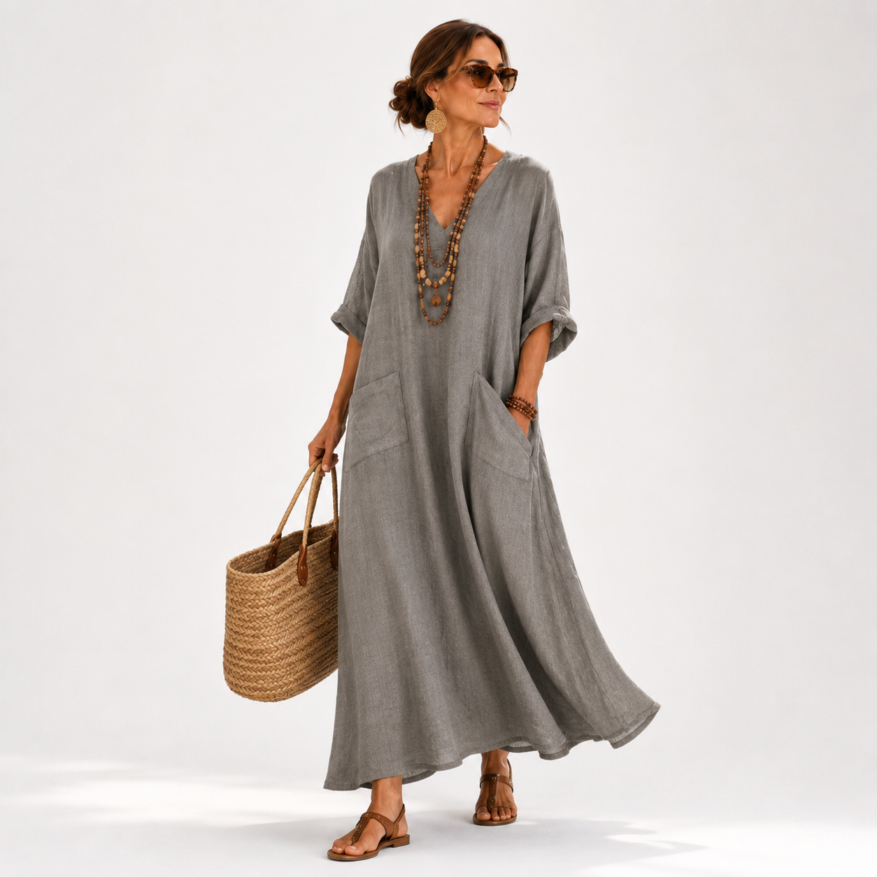 Valentina Plain Grey Kaftan